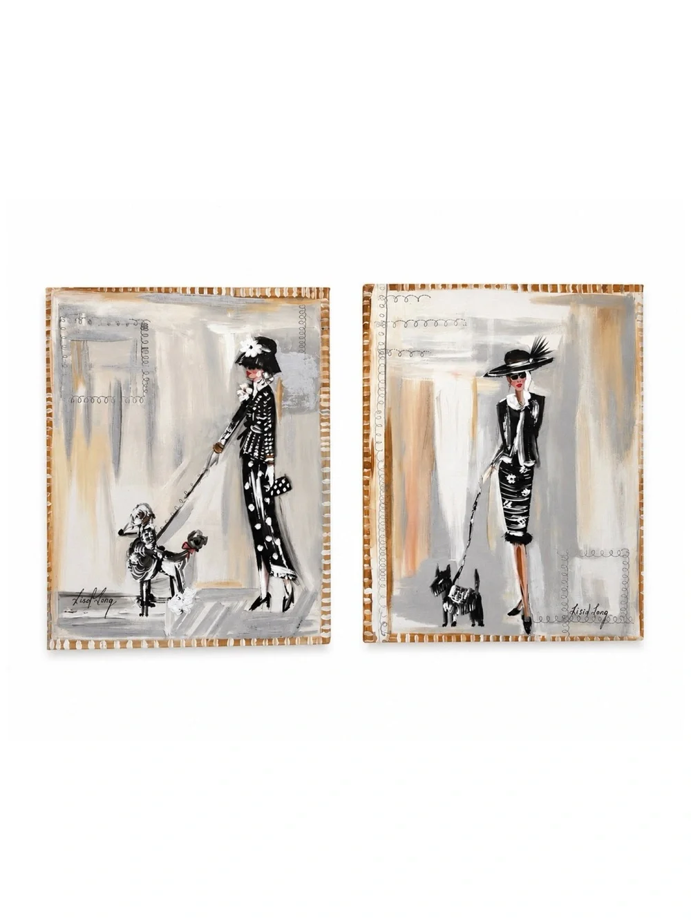 Elegant Black & White Fashion Lady Wall Art Set